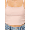 Lace Detail Ribbed Cami Pink Top