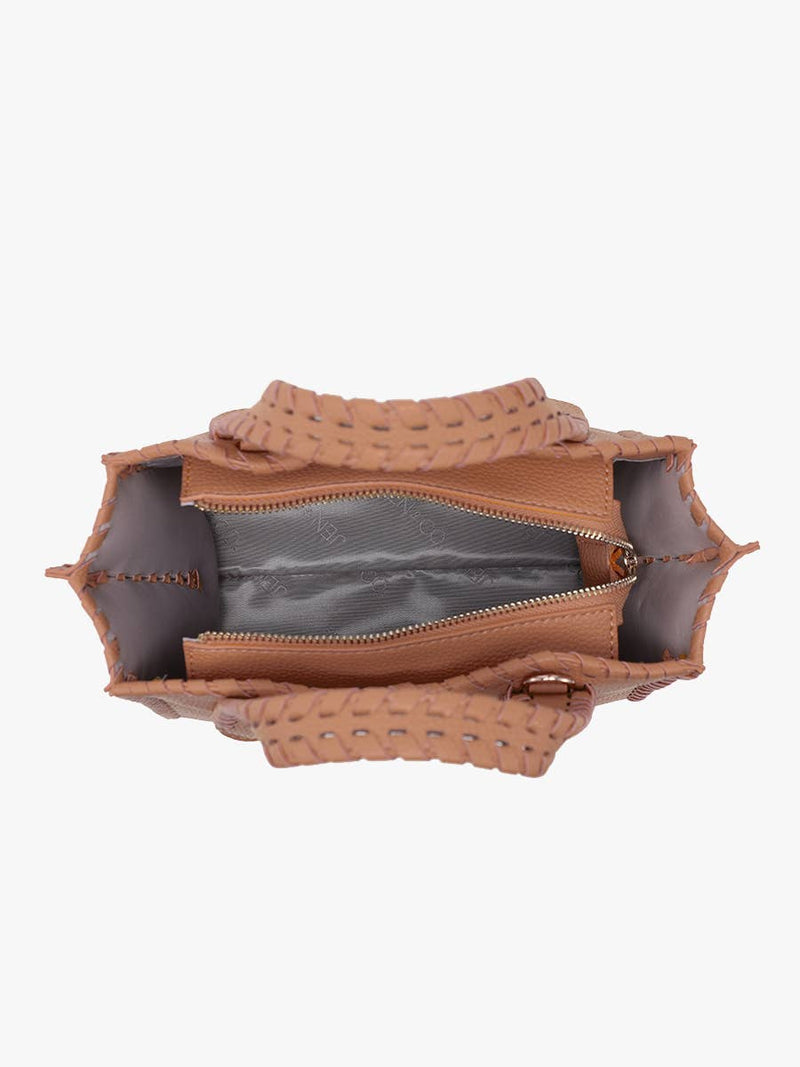 Taupe Marla Whipstitch Shaped Satchel