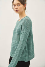 Teal Fisherman Crochet Sweater