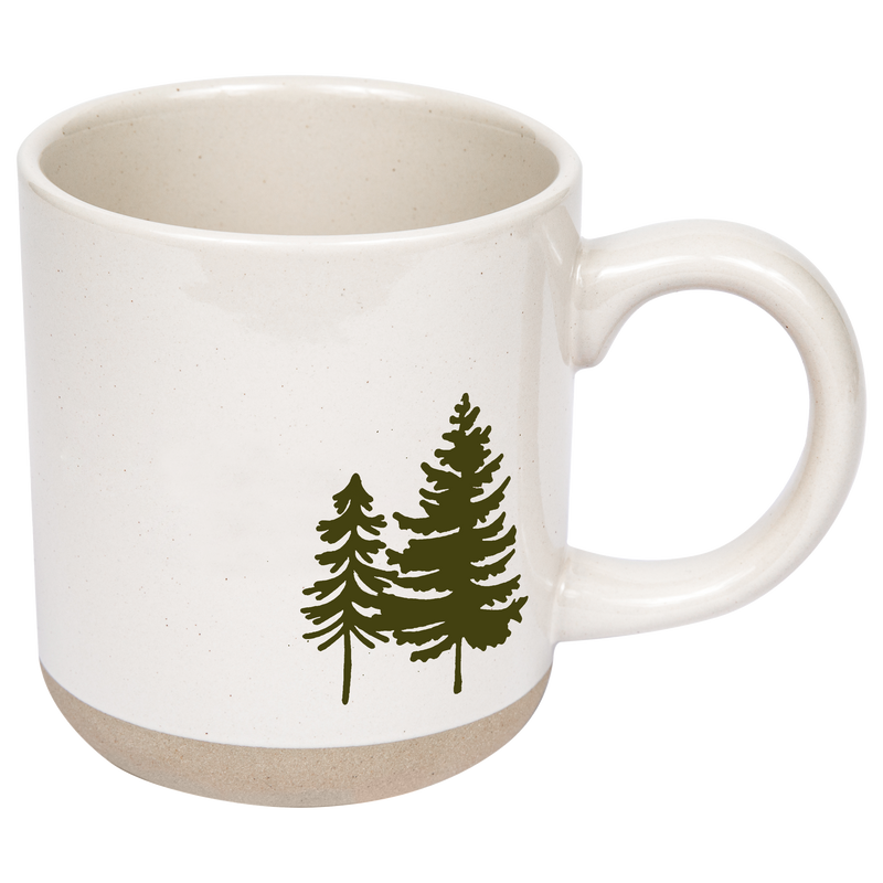 Green Trees Stoneware Coffee Mug