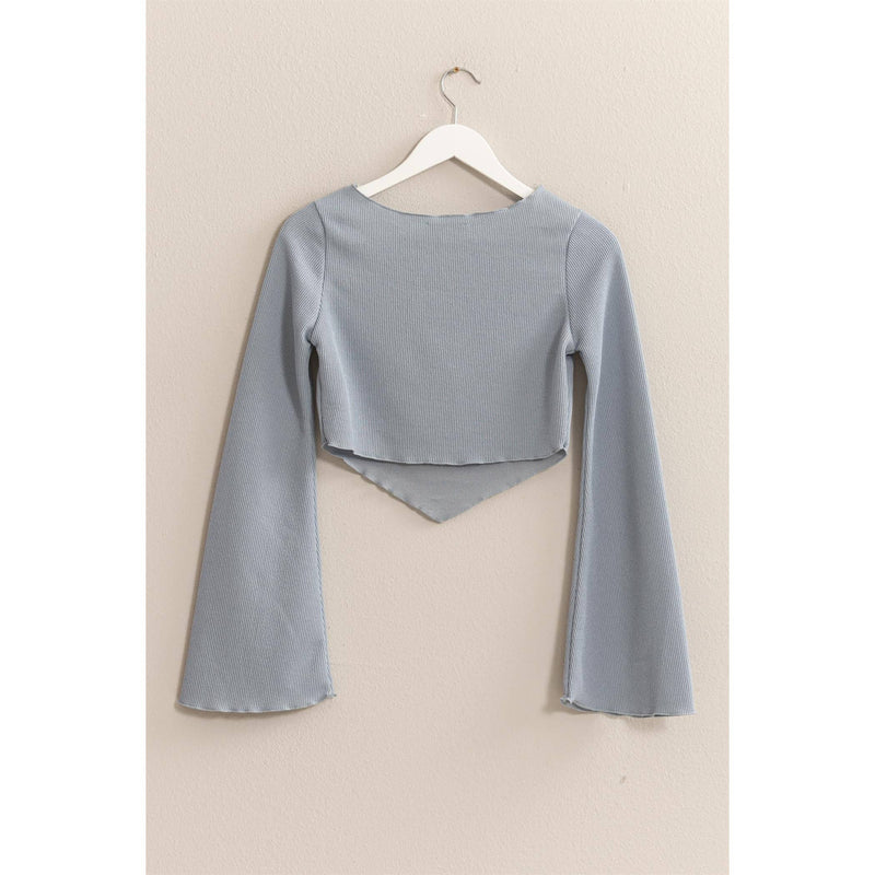 Blue Bell Sleeve Knit Crop Top