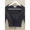 Black Drawstring Detailed Sweater Crop Top