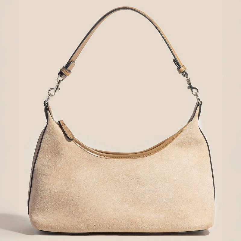 Brown Classic Faux Suede Hand Bag
