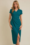Teal front Wrap Midi Dress
