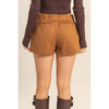 Chestnut Brown High-Waisted Suede Skort