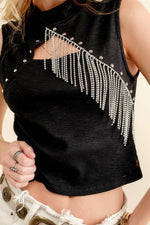 Studded Rhinestone Crop Top