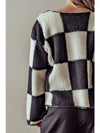 Drop Shoulder Checker Fleece Jacket