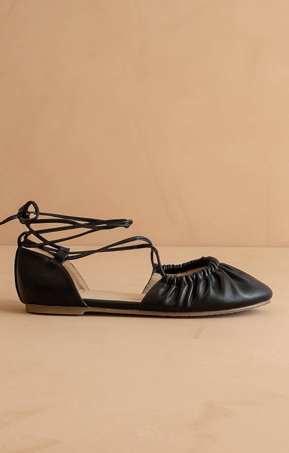 The Laney Black | Lace Up Ballet Flat