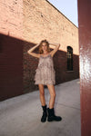 Animal Print Ruffle Shoulder Tie Romper