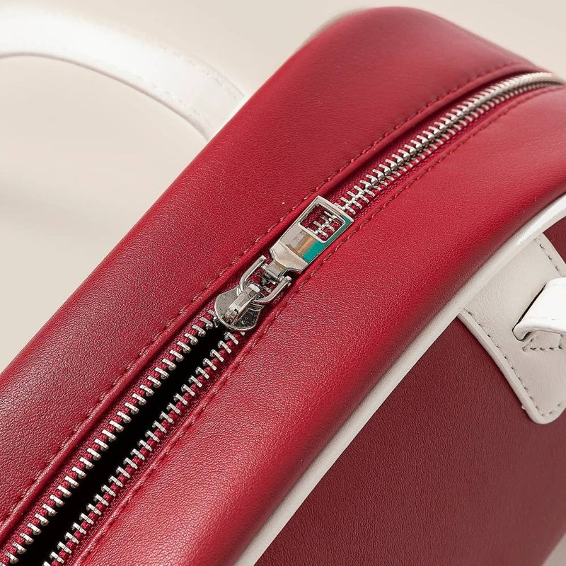 Stripe Accent Faux Leather Hand Bag: RD