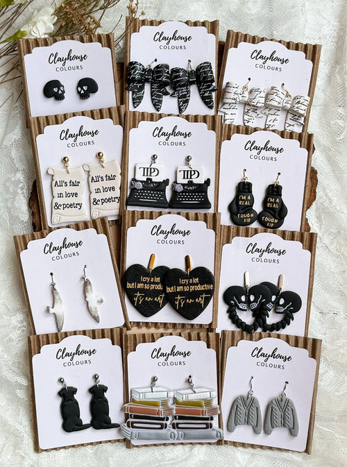 Swiftie Earrings: Cream Bow TTPD Theme