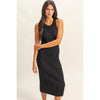 Black Maya Round Neck Bodycon Ribbed Knit Dress
