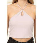 Pastel Violet Cutout Halter Crop Top