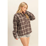 Brown Checkered Flannel Button-Up Shirt