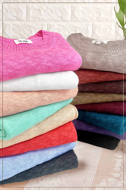 Sangria Loose Fit Knit Crew Neck Top