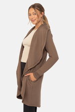 Brown Fleece Lined Open Cardigan