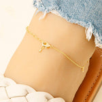 Stainless Steel Mini Flower And Cz Charms Chain Anklet