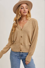 Taupe Button Down Sweater Cardigan