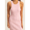Soft Pink Maya Round Neck Bodycon Ribbed Knit Dress
