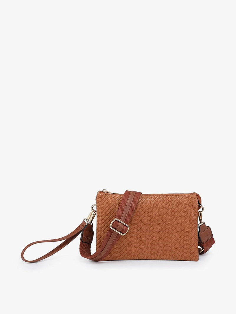 Brown Izzy Diagonal Woven Crossbody w/ Guitar Strap