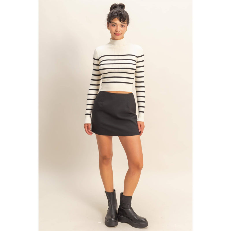 Black High-Waist Mini Skort