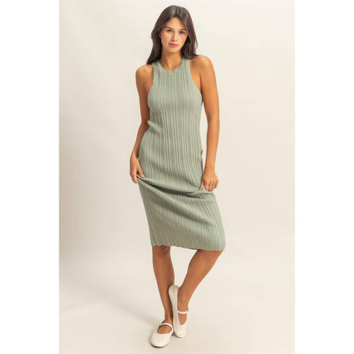 Black Maya Round Neck Bodycon Ribbed Knit Dress