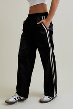 Satin Black Pants w/ Lace Trim