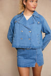 Bella Crop Denim Trench Coat