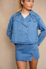 Bella Crop Denim Trench Coat