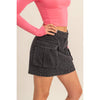 Mineral Washed Black Cargo Mini Skirt