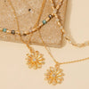 Flower Pendant Mixed Beaded Layered Necklace \ White or Teal