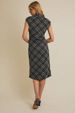 Collared Plaid Midi Dress