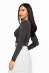 Sweetheart Black Ribbed Crop Top