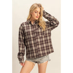 Brown Checkered Flannel Button-Up Shirt