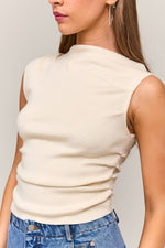 IVORY ASYMMETRICAL NECK SWEATER TOP