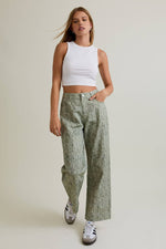 Mid-Rise Tree Camo Pattern Wide Leg Pants