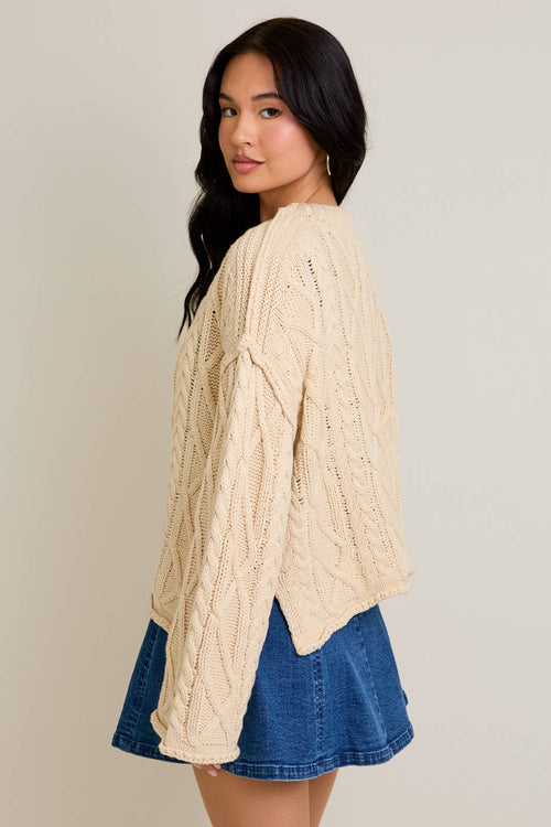 Cream Oversized Cable Knit Sweater