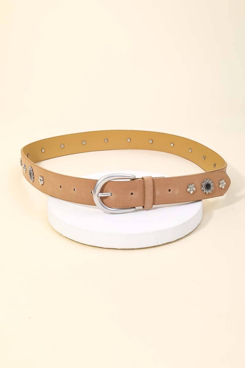 Flower Studded Brown Belt