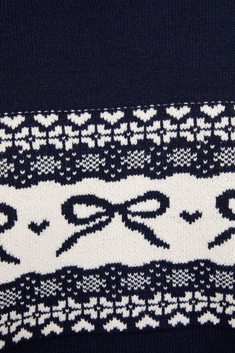 Navy Bow Holiday Sweater