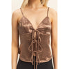 Brown Satin Lace-Up Camisole