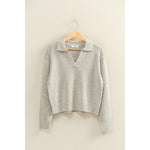 Grey Collared V Neck Sweater