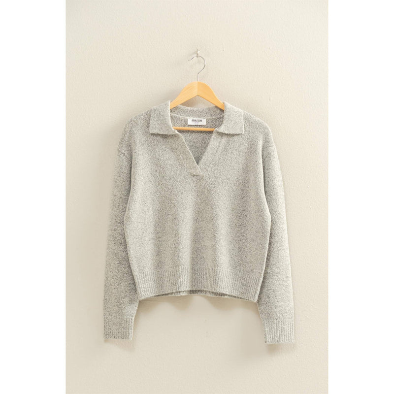 Grey Collared V Neck Sweater