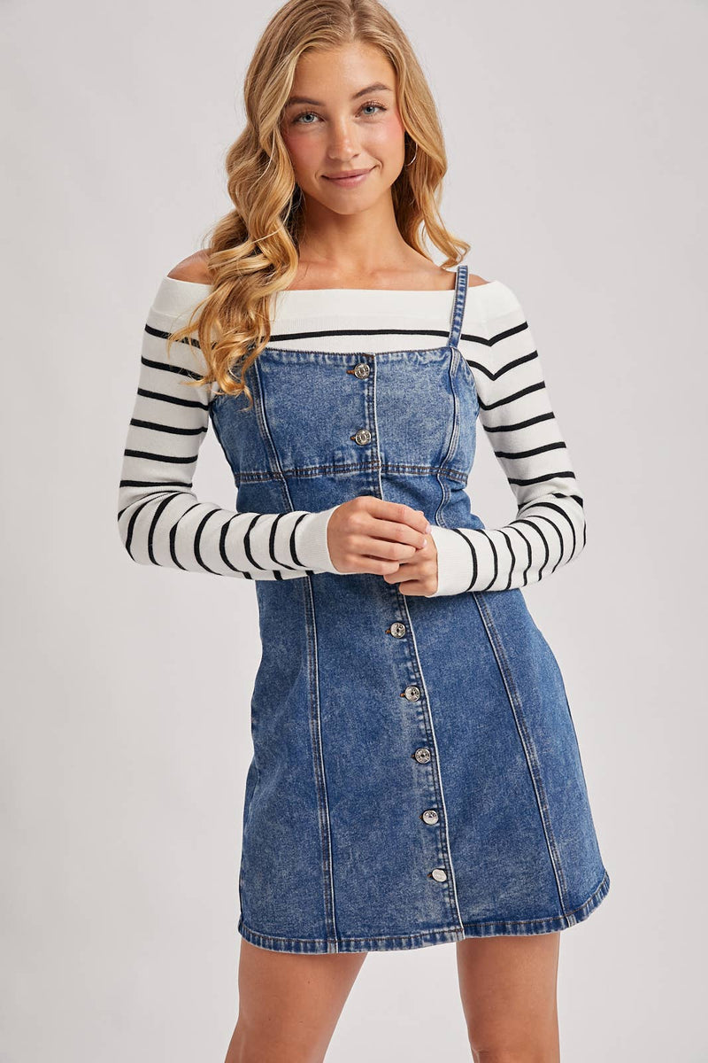 Black & White Striped Off The Shoulder Sweater Top