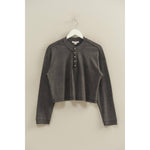 Mineral Washed Charcoal Henley Top