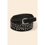 Metallic Stars Studded Faux Leather BLACK Belt