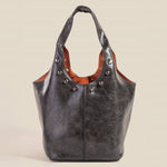 Black Weathered Faux Leather/Studs Bucket Bag