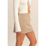 Cream High-Waist Mini Skort