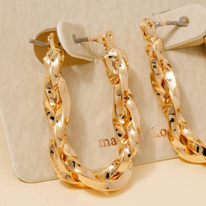 Twisted Oval Latch Hoop Earrings