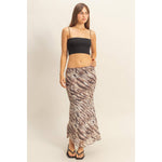 Tiger Print Mesh Midi Skirt