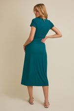 Teal front Wrap Midi Dress